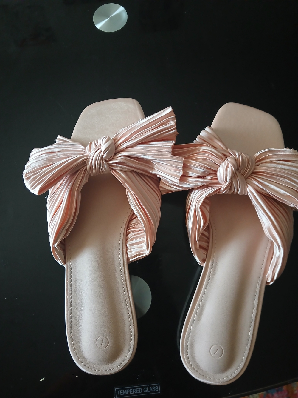 & Other Stories Blush Pink Knotted Bow Slide Mules